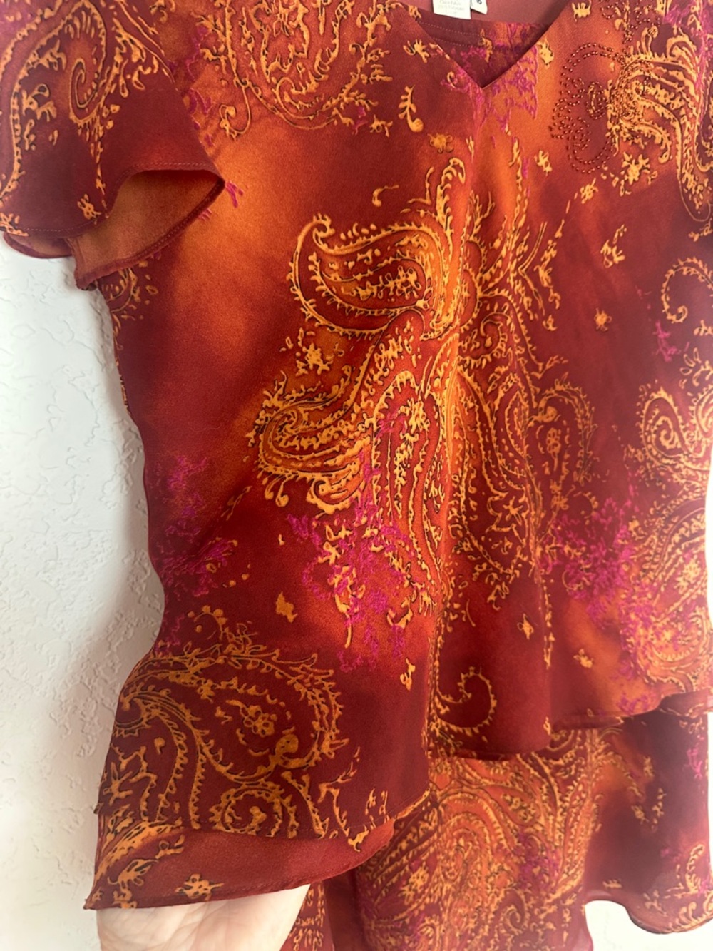 Coldwater Creek Paisley Rust 2pc Skirt Set Flowy Fall Fairy Forest Size 16 - Picture 3 of 6
